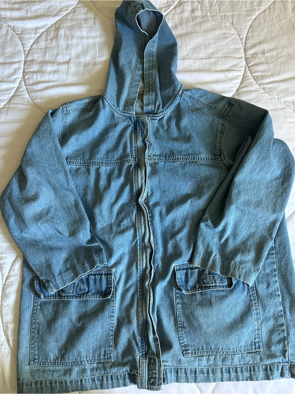 Denim Hooded Jacket - Light Blue